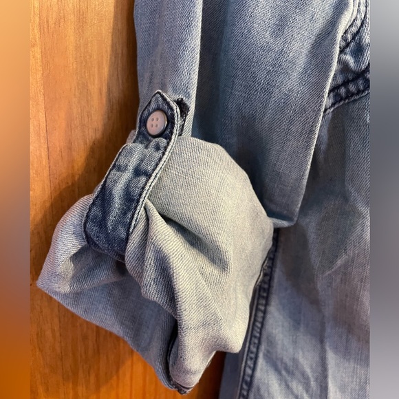 Women's Harley Davidson Distressed Studded Snapper Denim Shirt - Picture 5 of 8